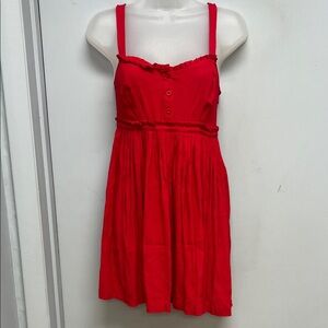 Cooperative Anthropologie Red Ruffle Trim Mini Dress | Size Small